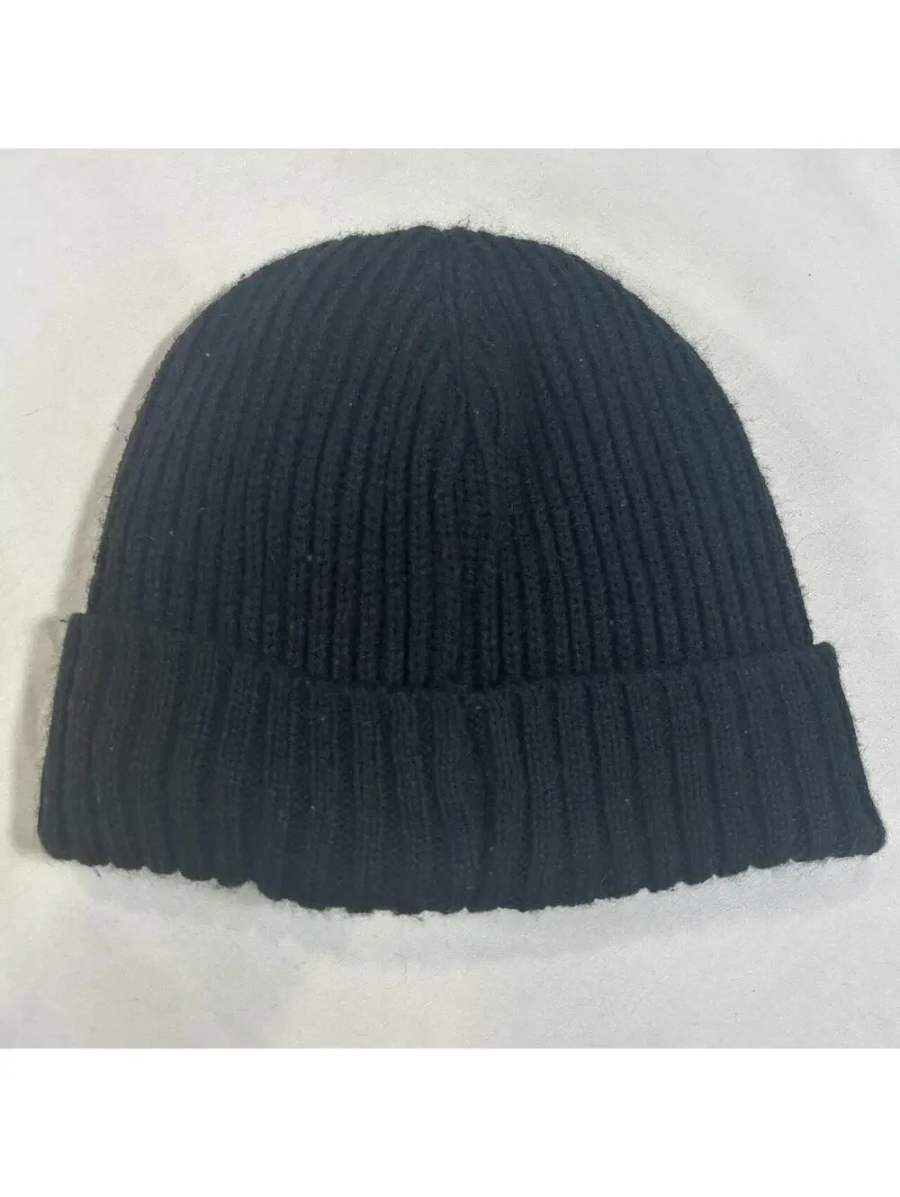 True Religion Brand Jeans Black Ribbed Logo Patch Beanie.